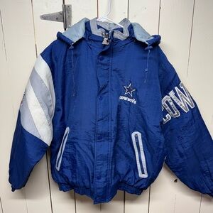 Vintage 90s Dallas Cowboys Starter NFL Football Winter Puffer Jacket Size Large